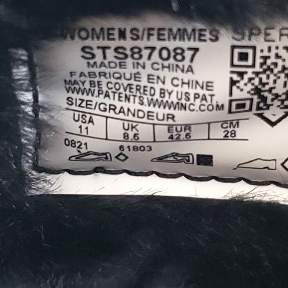 NEW!! Women Sperry SIZE 11 Black Authentic Faux Fur Float Boat Shoe Slip On - Picture 8 of 12